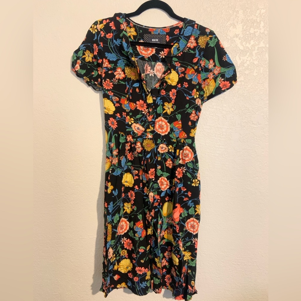 Maeve by Anthropologie Floral Black Dress